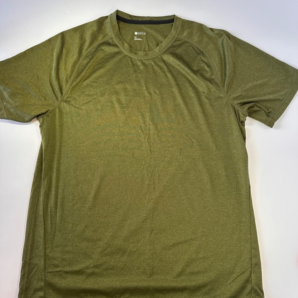 Zella Mens Activewear Short Sleeve Crew Neck T-Shirt Green Medium